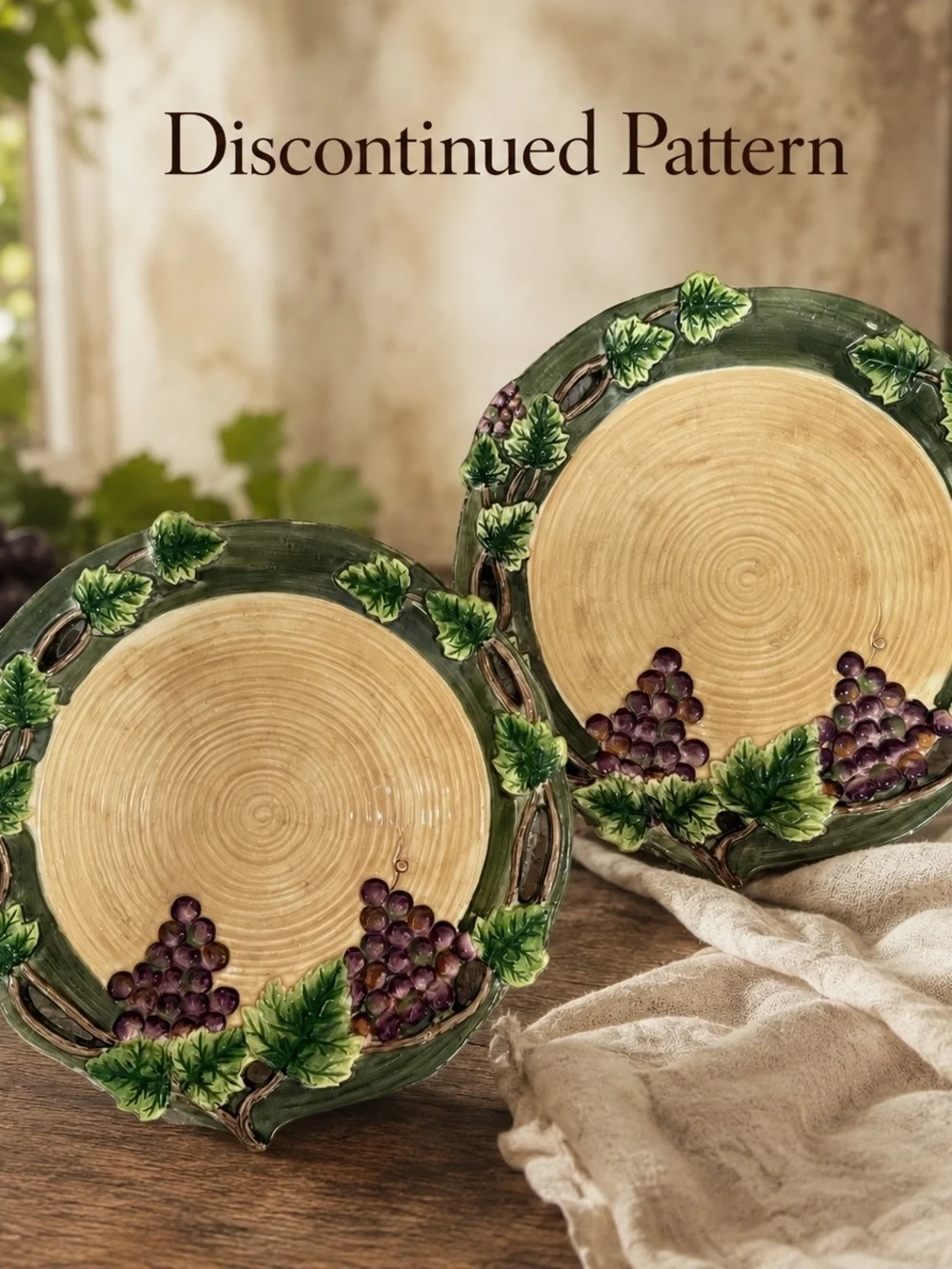 Pacific Rim Sonoma Grape 11” Plates Set of 2 Hand Painted Discontinued